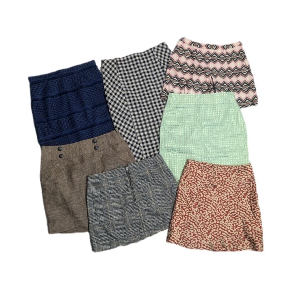7pc Skirt Bundle Size XS 0 2 Pencil Office Siren J Crew Etcetera Polly Hutch - Picture 2 of 7